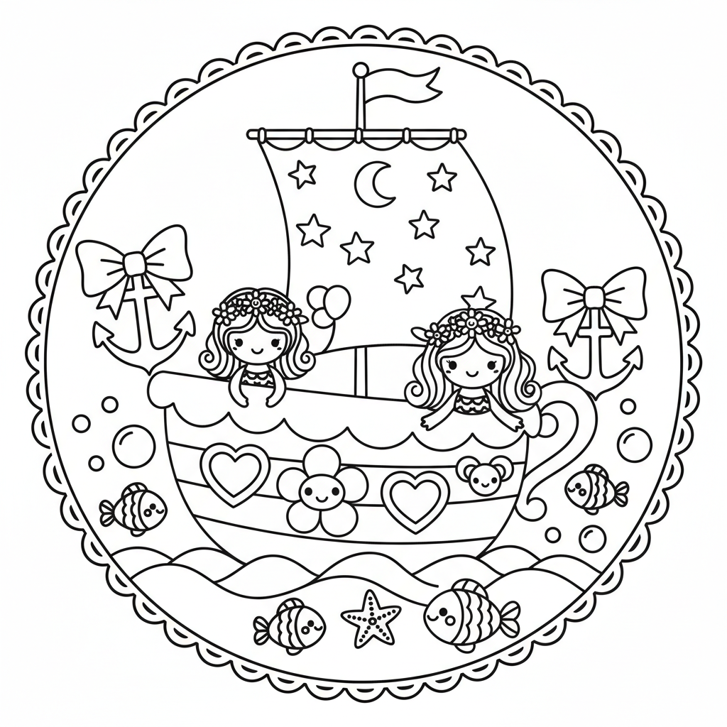 Boat coloring page for women - Standard style