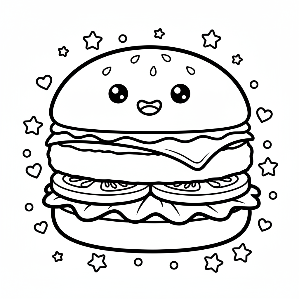 Burger coloring page for adults - Standard style