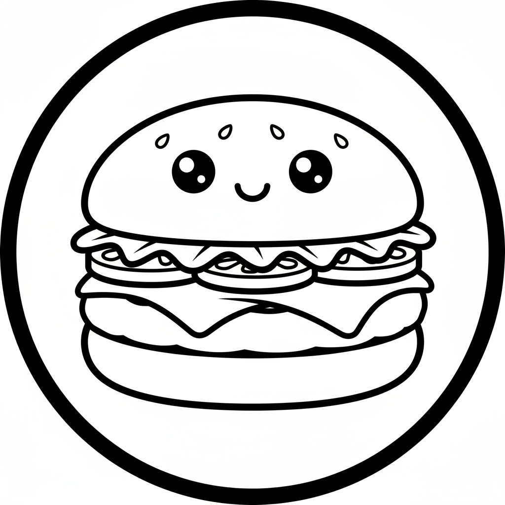 Burger coloring page for beginners - Standard style