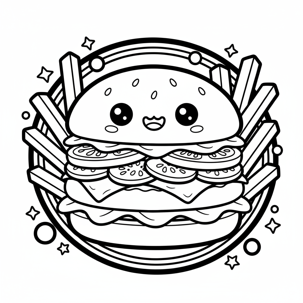 Burger coloring page for boys - Standard style