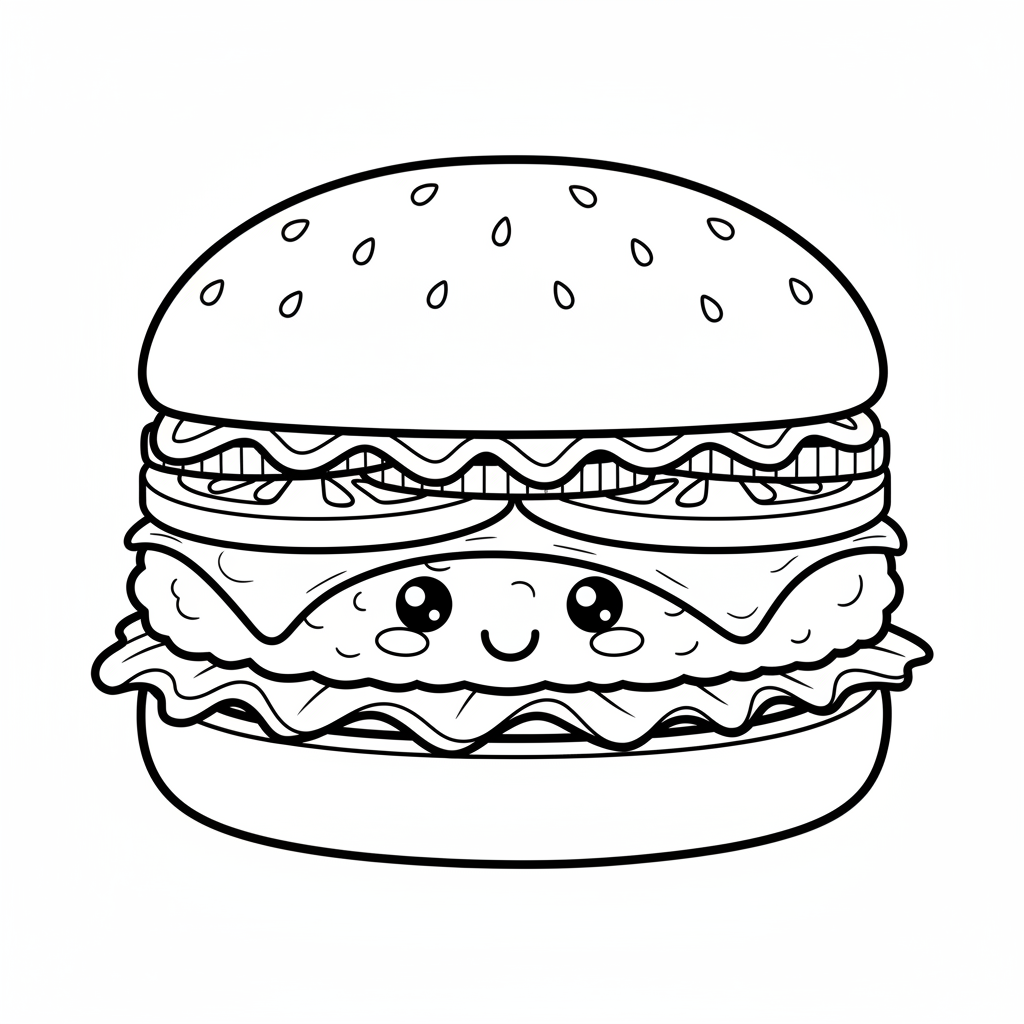 Burger coloring page for intermediates - Standard style