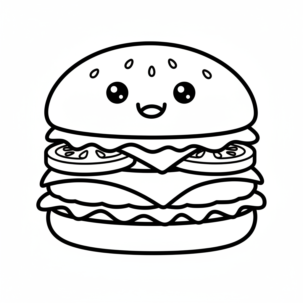 Burger coloring page for kids - Standard style