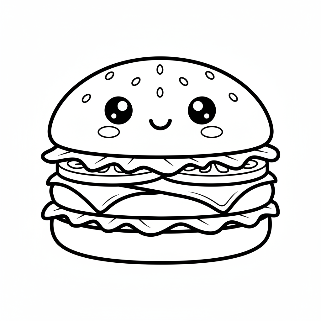 Burger coloring page for kindergarteners - Standard style