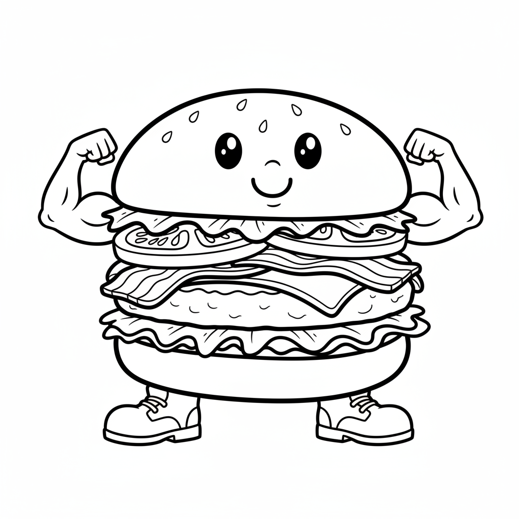 Burger coloring page for men - Standard style
