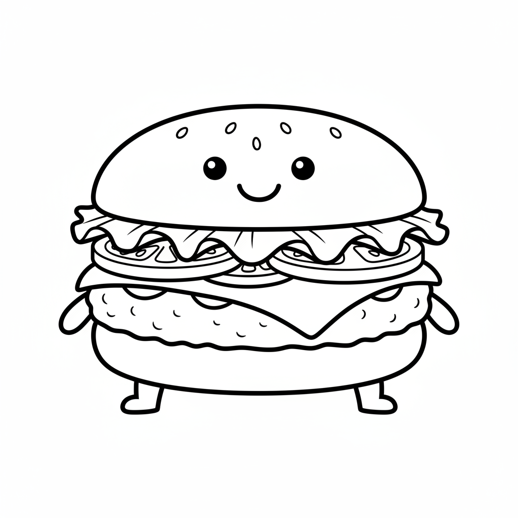 Burger coloring page for preschoolers - Standard style