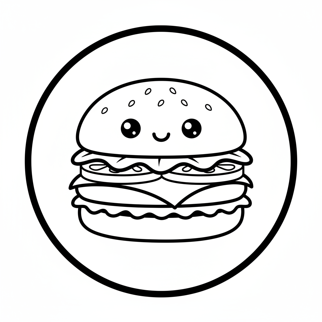 Burger coloring page for seniors - Standard style