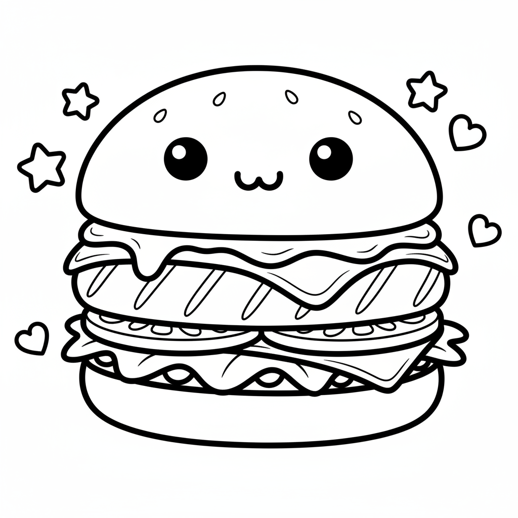 Burger coloring page for teens - Standard style