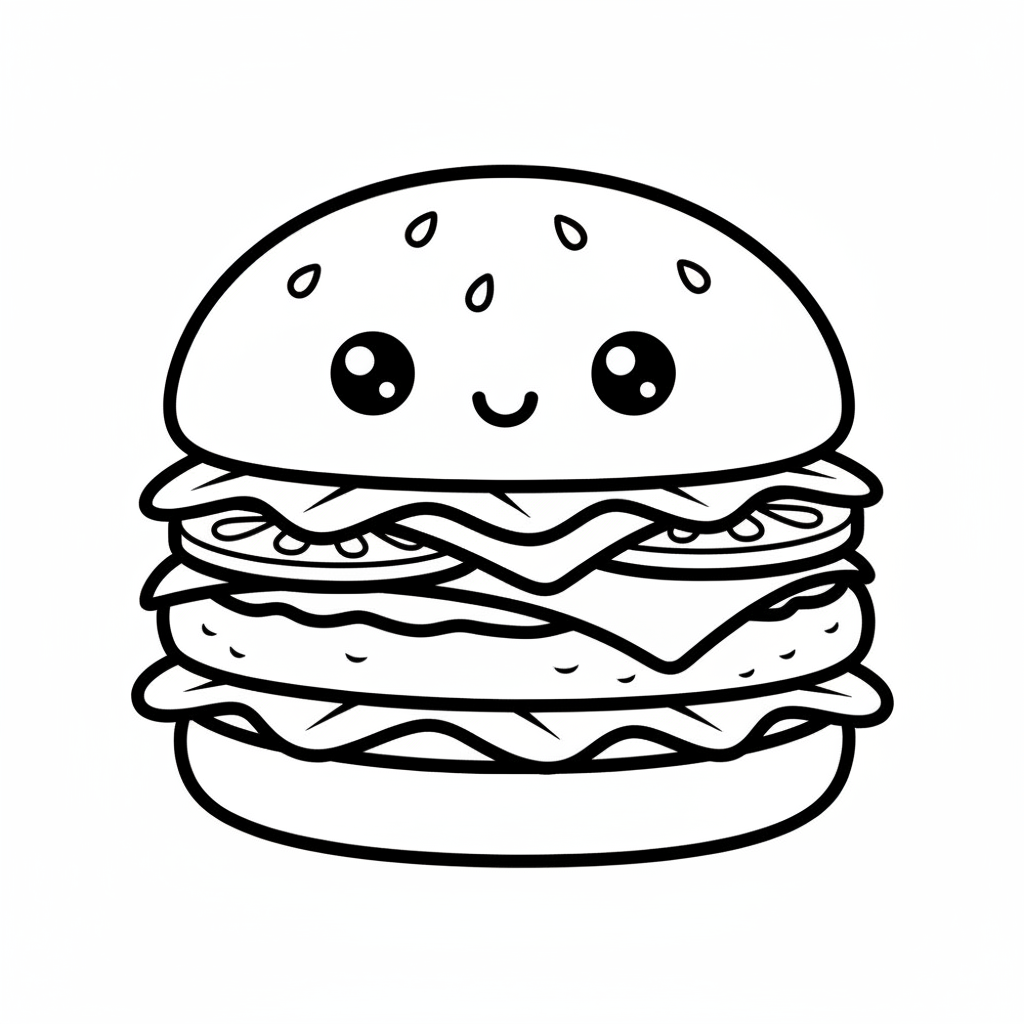 Burger coloring page for toddlers - Standard style