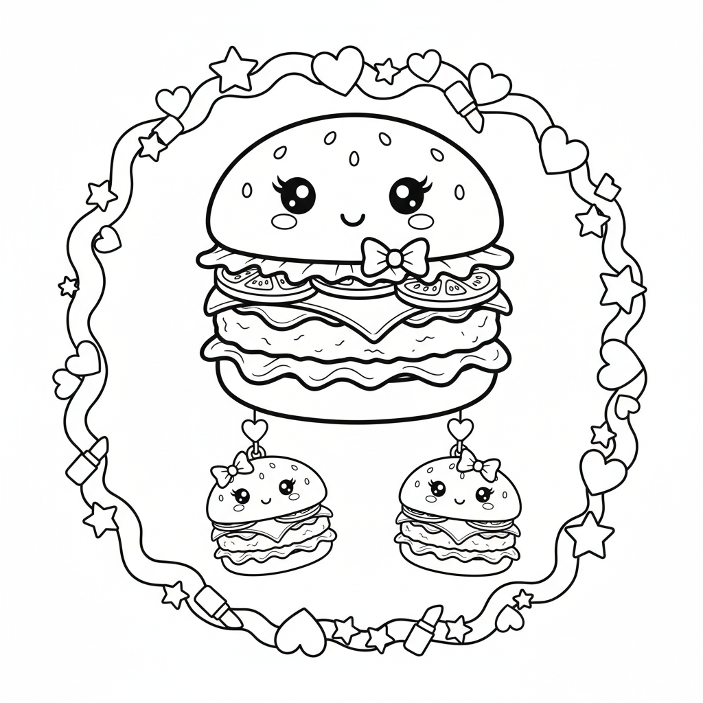Burger coloring page for women - Standard style