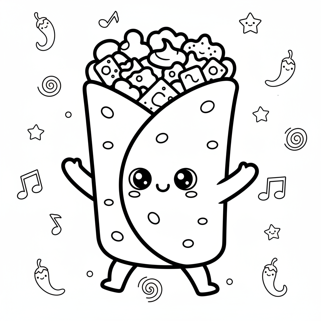 Burrito coloring page for adults - Standard style