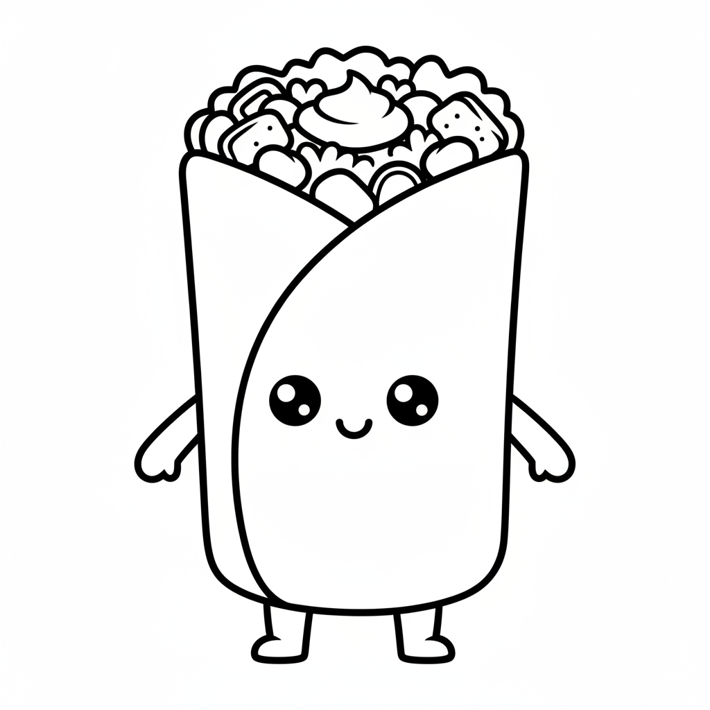 Burrito coloring page for beginners - Standard style