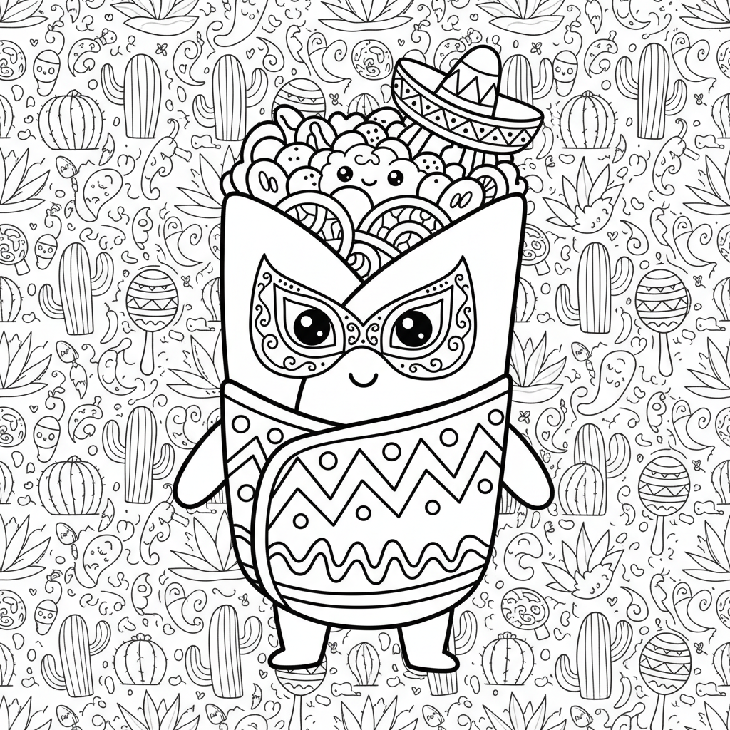 Burrito coloring page for experts - Standard style