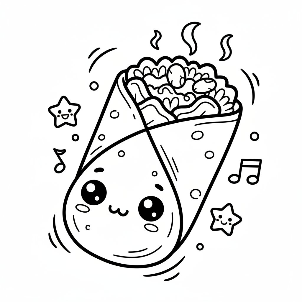 Burrito coloring page for intermediates - Standard style