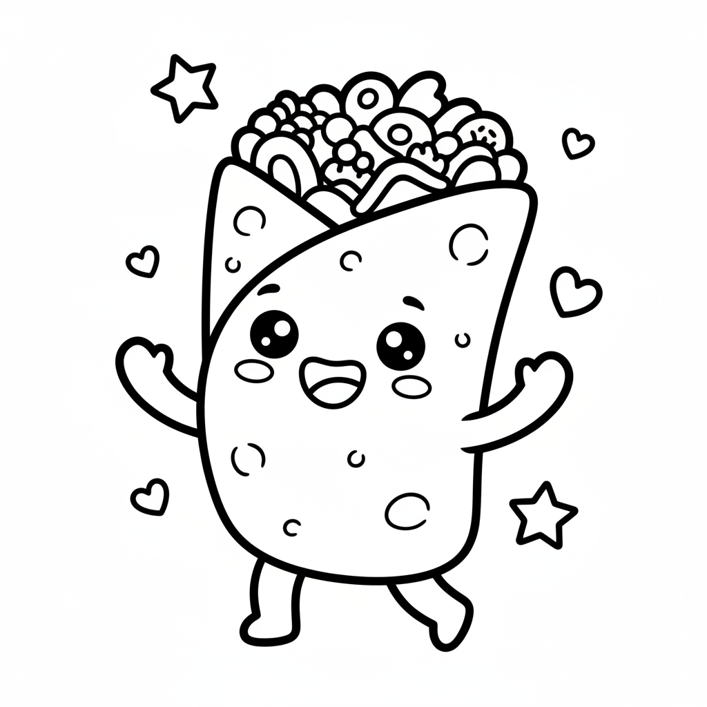 Burrito coloring page for kids - Standard style