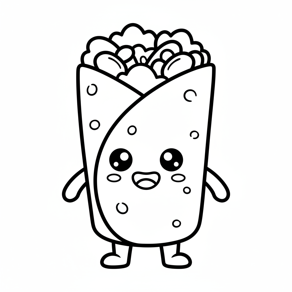 Burrito coloring page for kindergarteners - Standard style