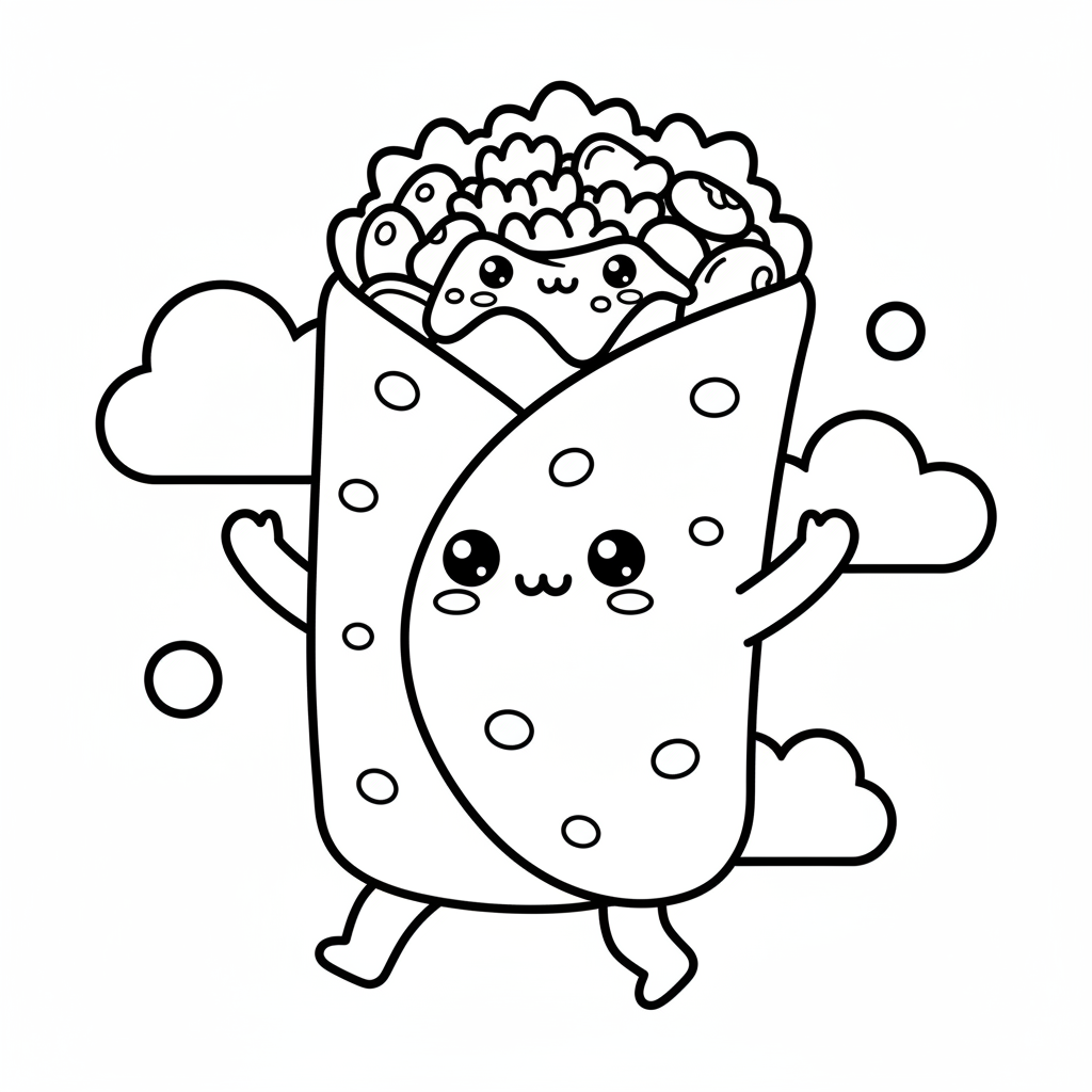 Burrito coloring page for preschoolers - Standard style