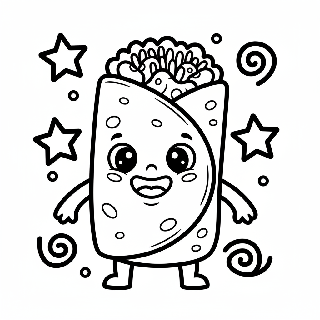 Burrito coloring page for toddlers - Standard style