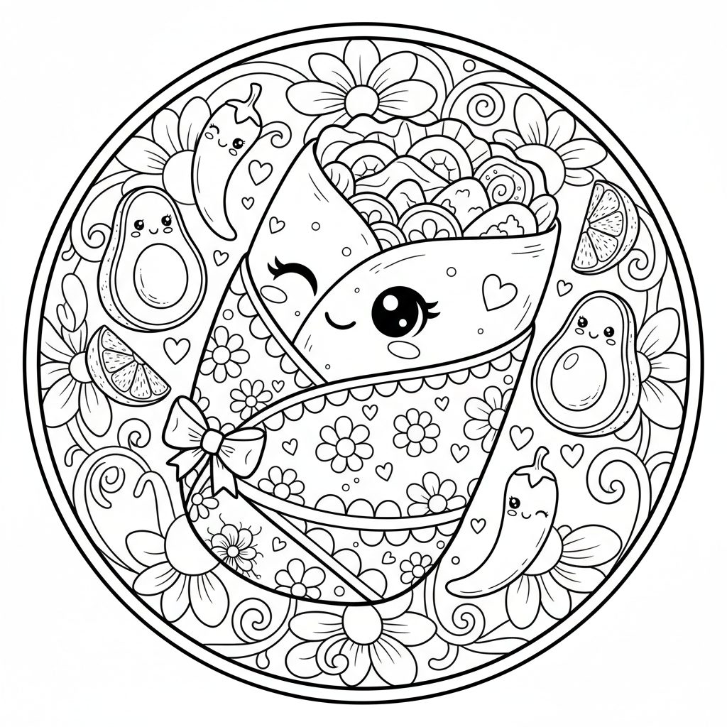 Burrito coloring page for women - Standard style
