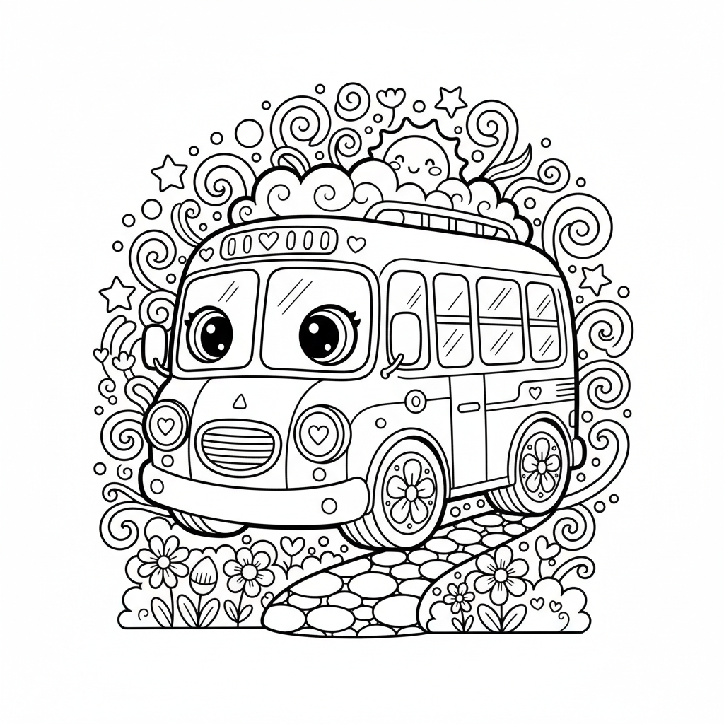 Bus coloring page for adults - Standard style