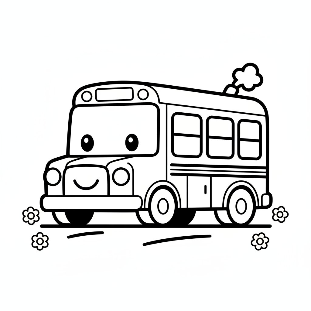 Bus coloring page for beginners - Standard style