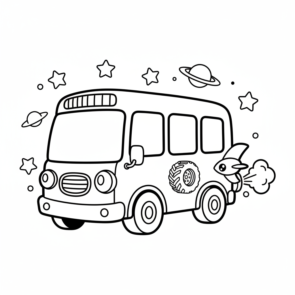 Bus coloring page for boys - Standard style