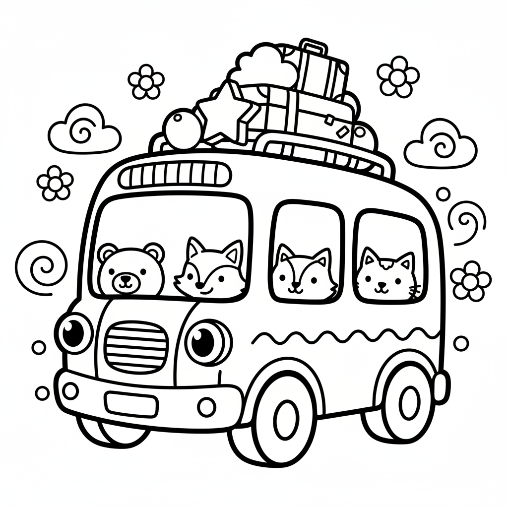Bus coloring page for intermediates - Standard style