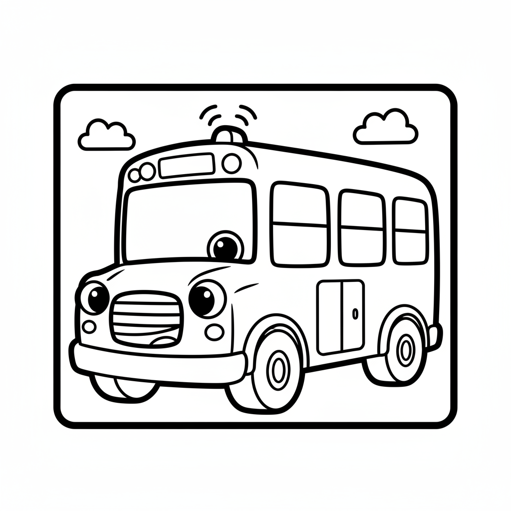 Bus coloring page for kindergarteners - Standard style