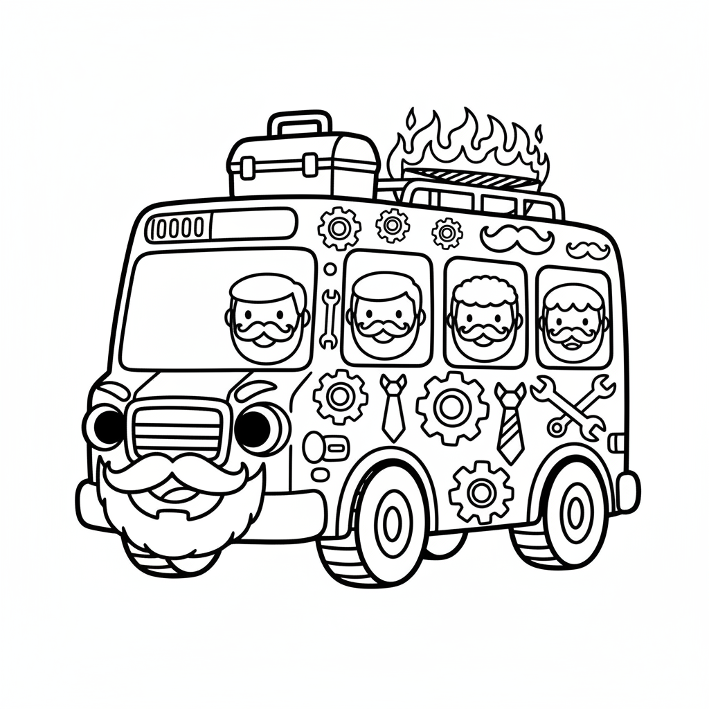 Bus coloring page for men - Standard style