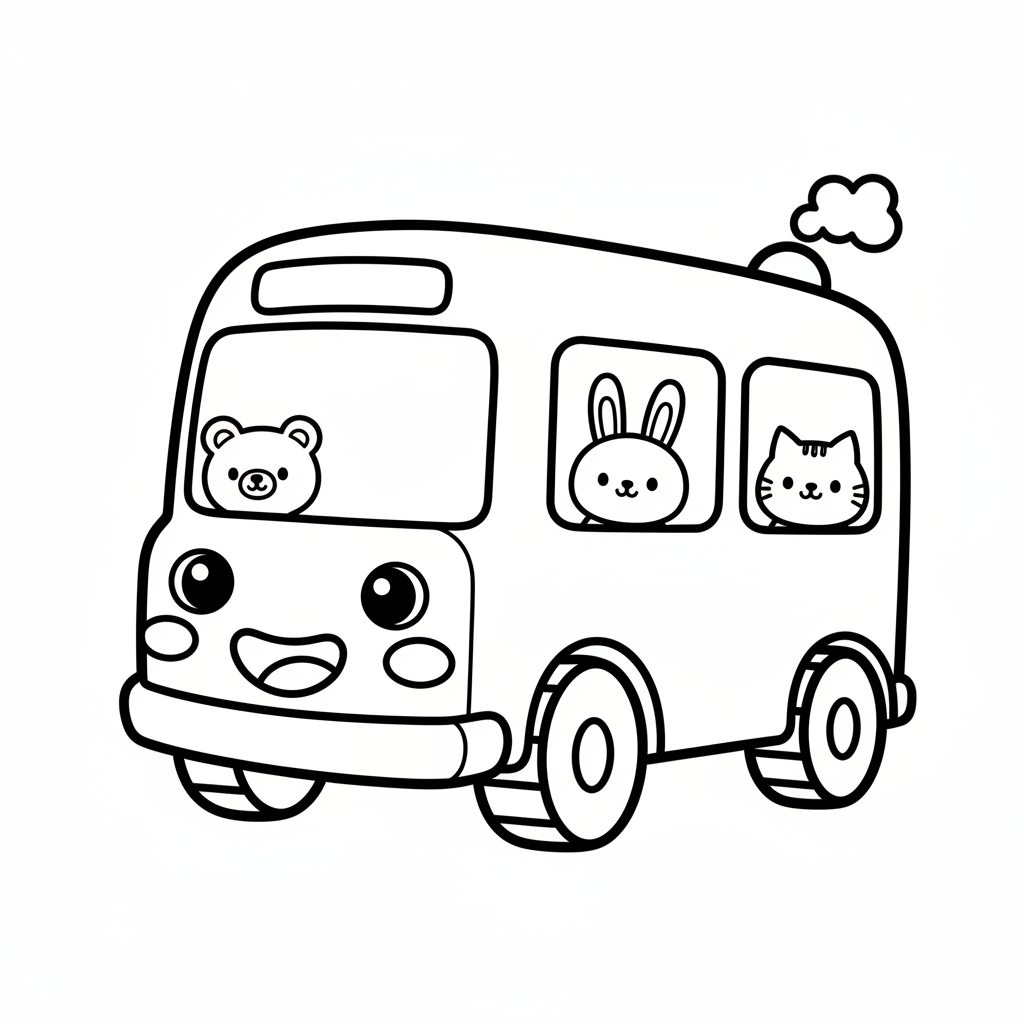 Bus coloring page for preschoolers - Standard style