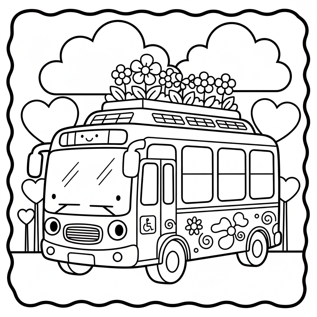 Bus coloring page for seniors - Standard style