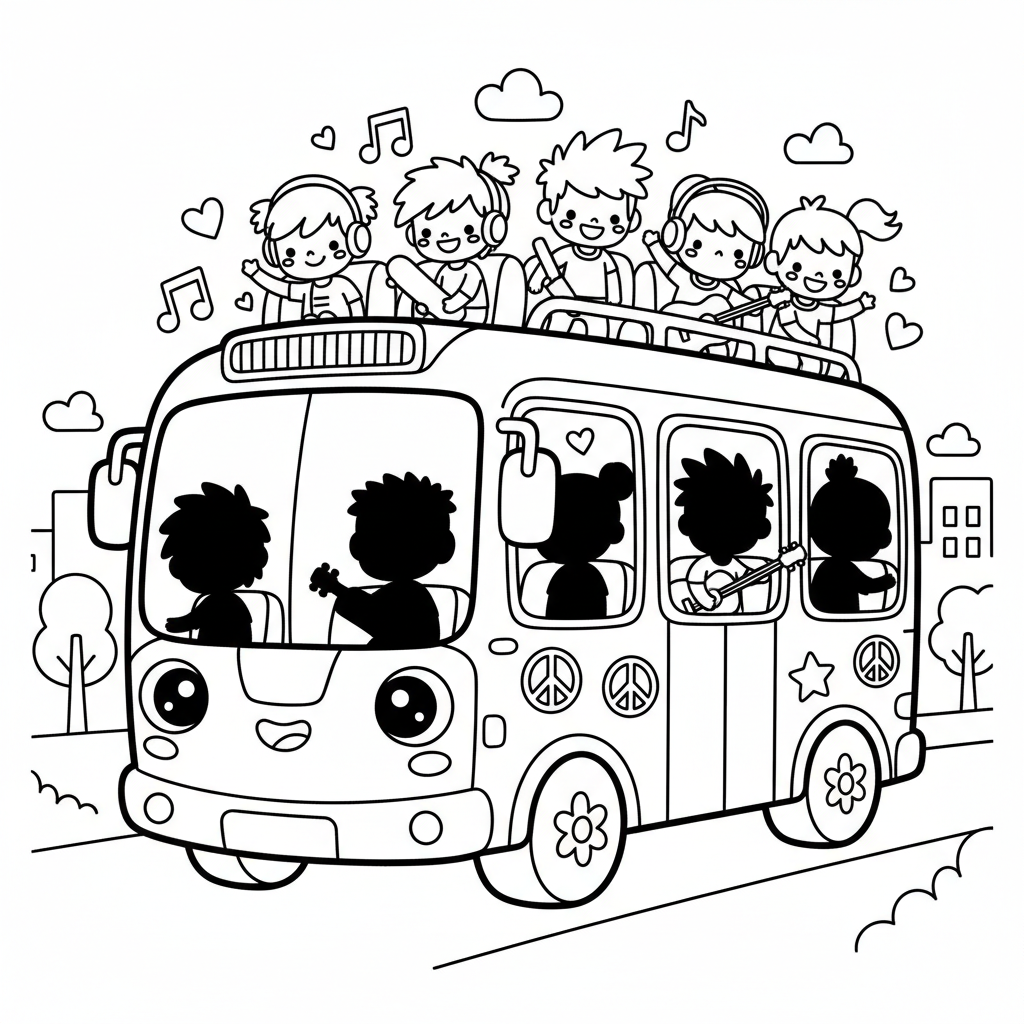 Bus coloring page for teens - Standard style