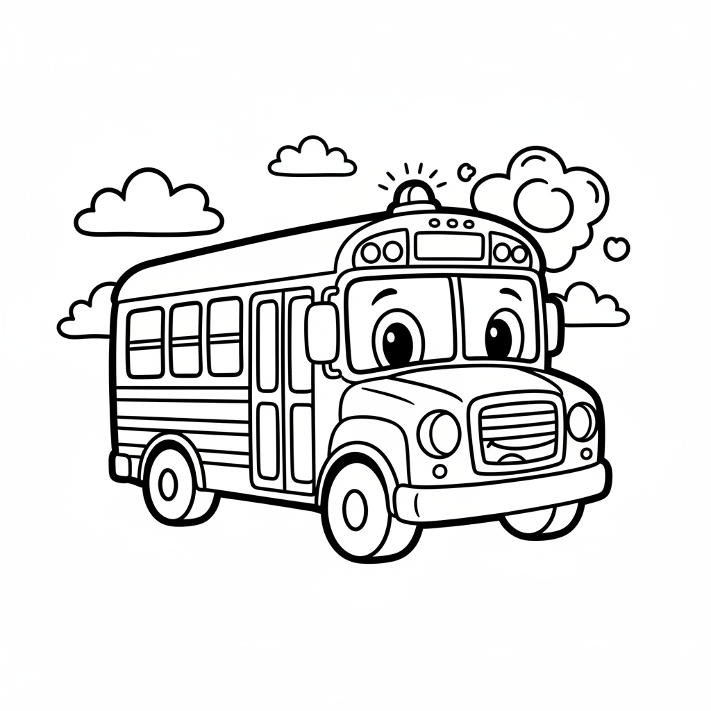 Bus coloring page for toddlers - Standard style