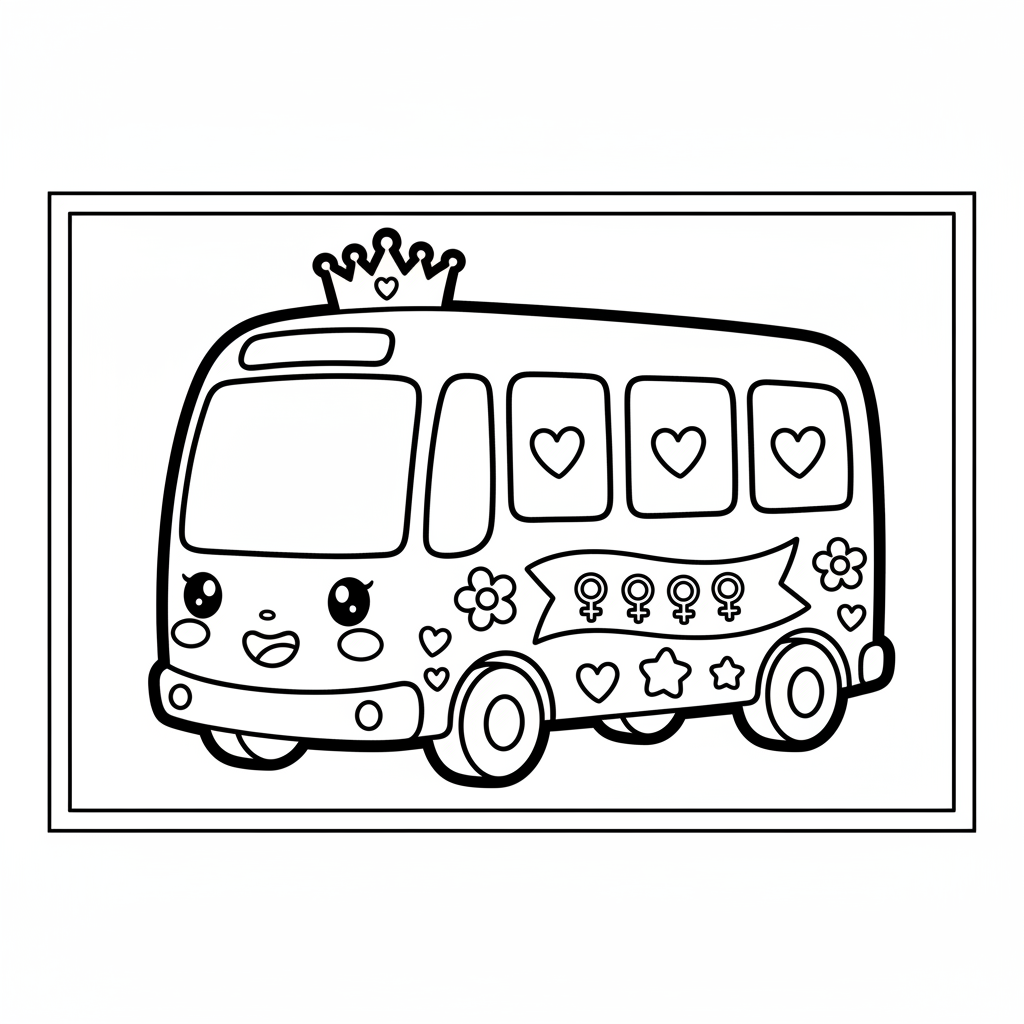 Bus coloring page for women - Standard style