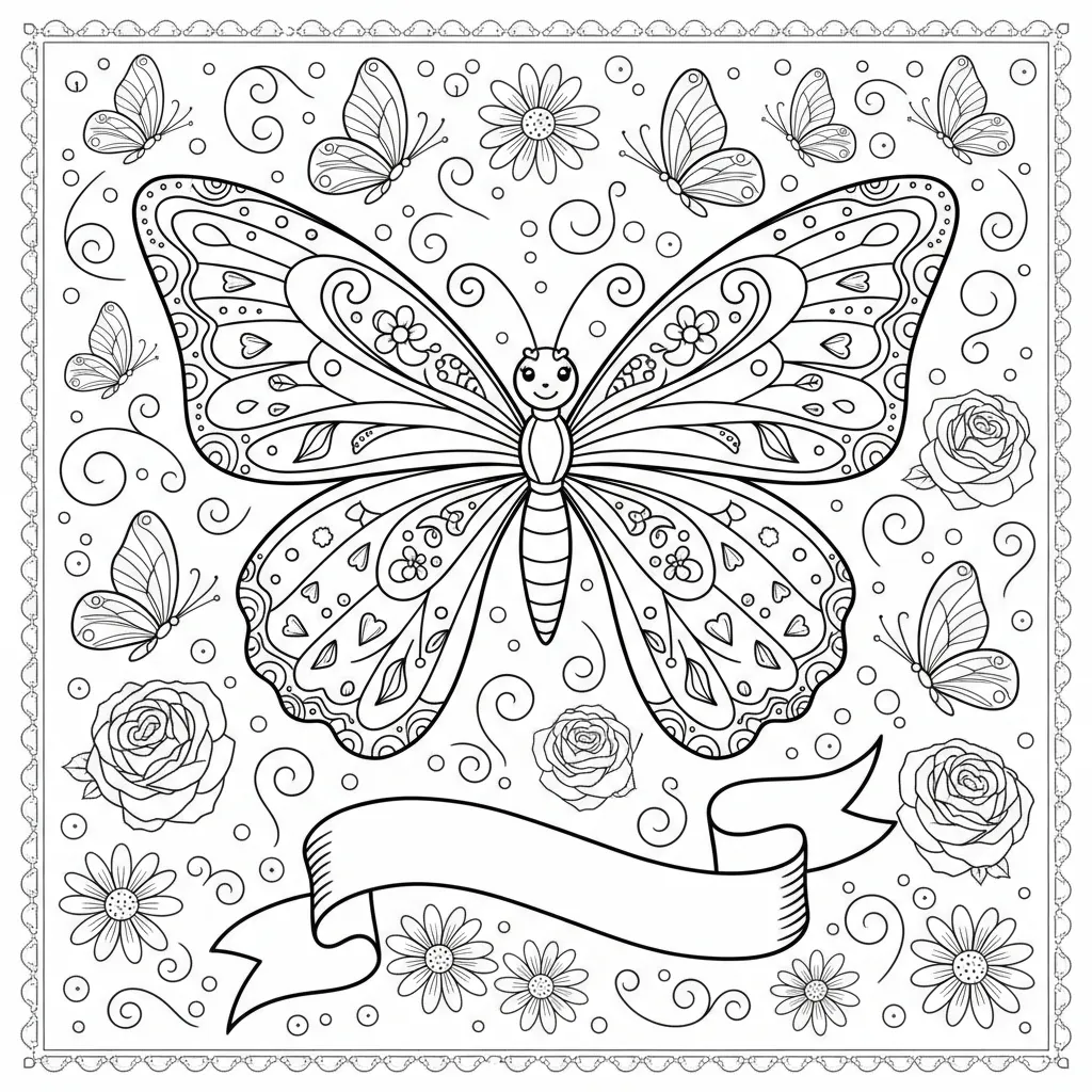 Butterfly Coloring Page for Girls