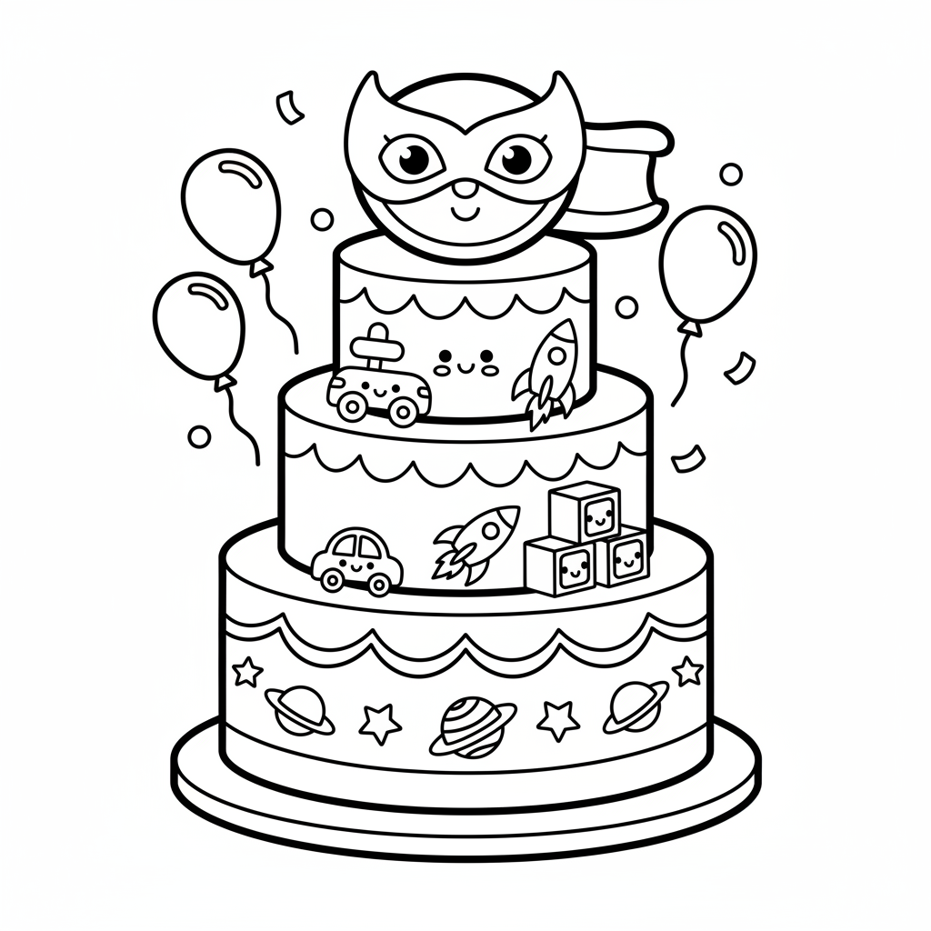 Cake coloring page for boys - Standard style