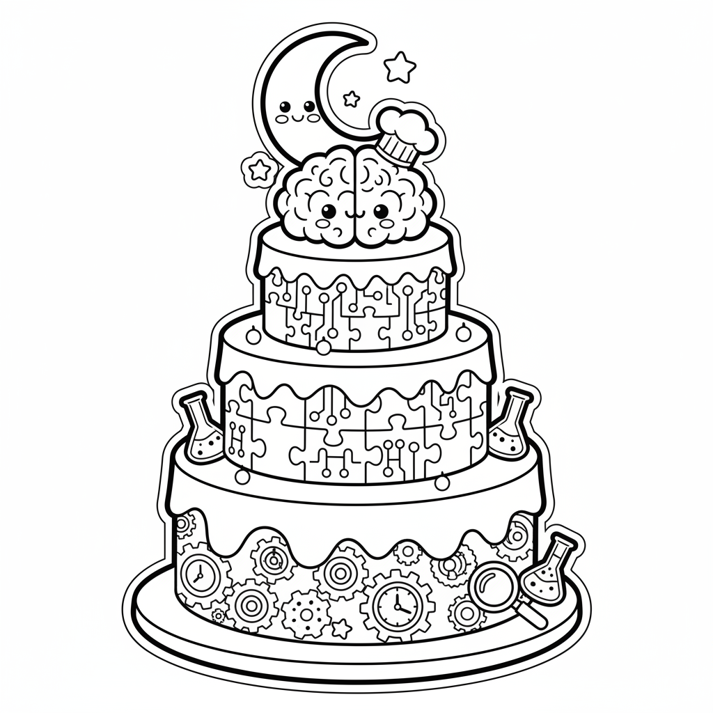 Cake coloring page for experts - Standard style