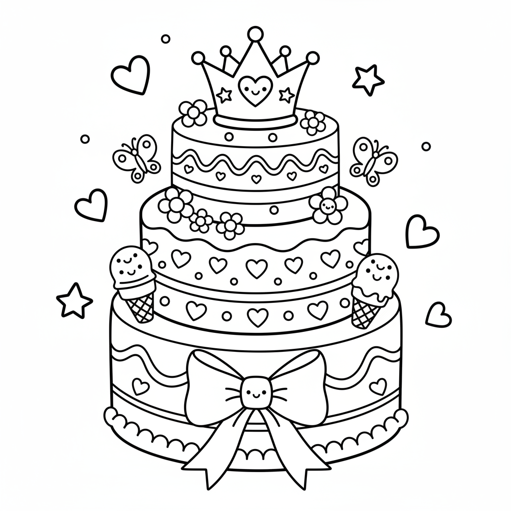 Cake coloring page for girls - Standard style