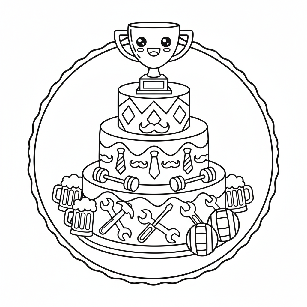 Cake coloring page for men - Standard style