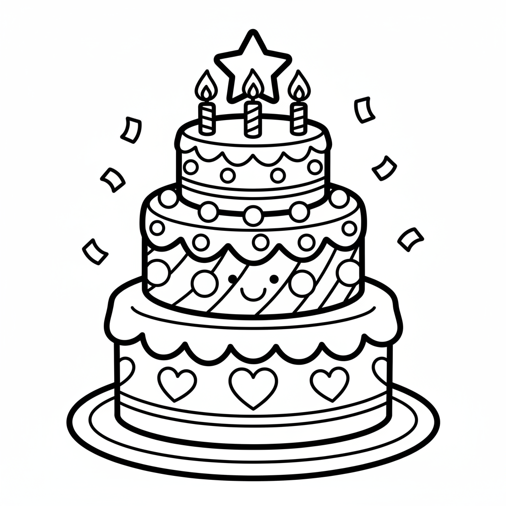 Cake coloring page for preschoolers - Standard style