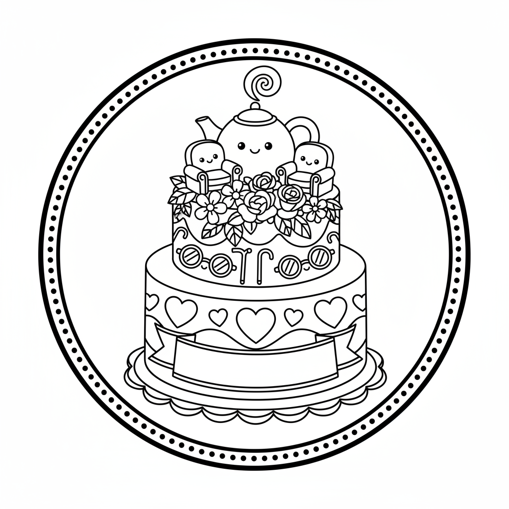 Cake coloring page for seniors - Standard style
