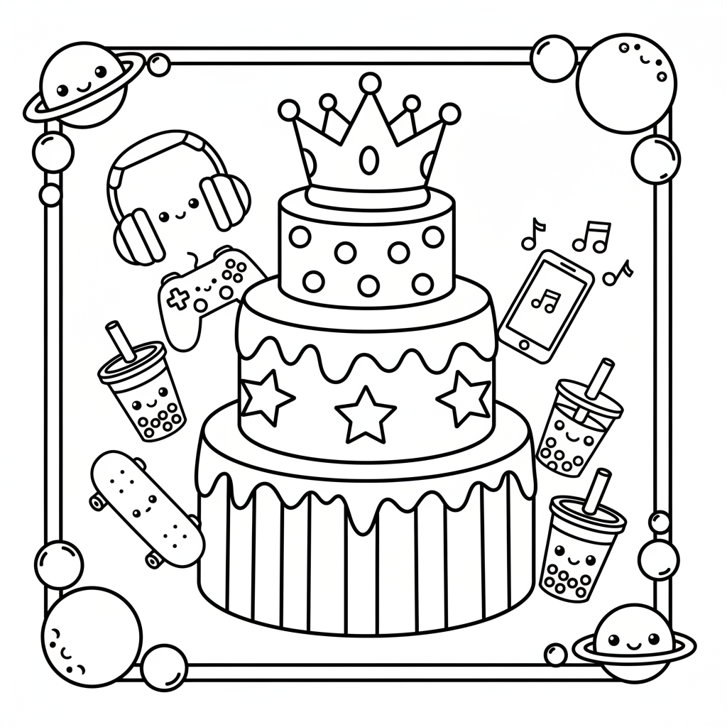 Cake coloring page for teens - Standard style