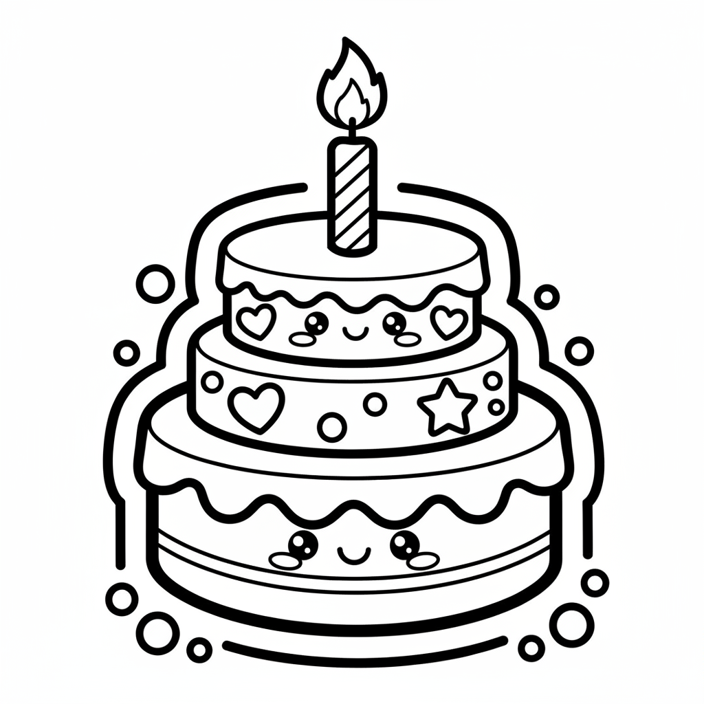 Cake coloring page for toddlers - Standard style