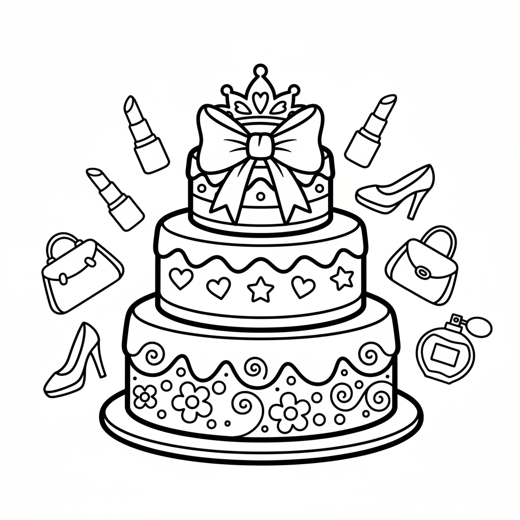 Cake coloring page for women - Standard style