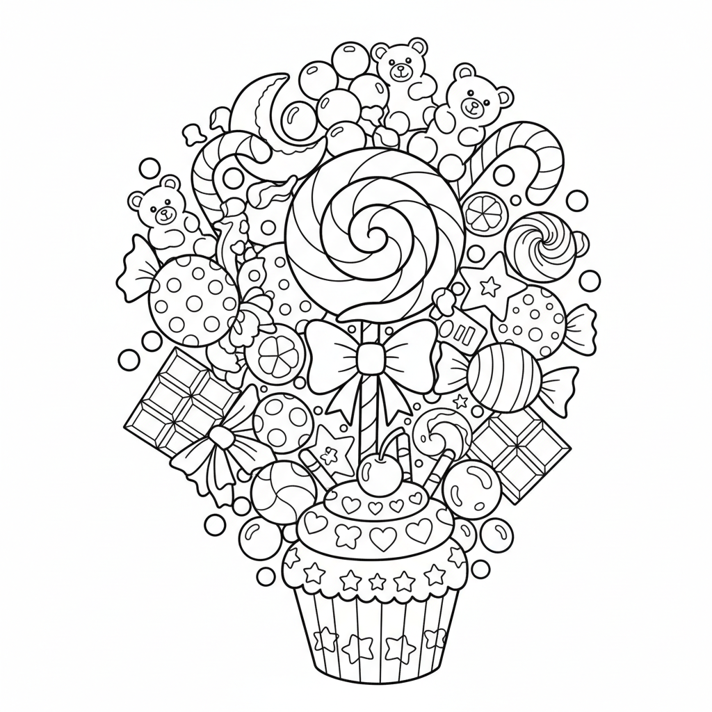 Candy coloring page for adults - Standard style