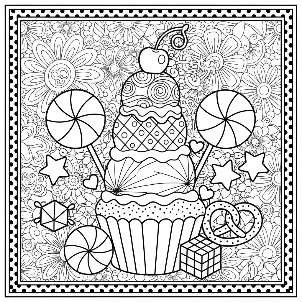 Candy coloring page for experts - Standard style