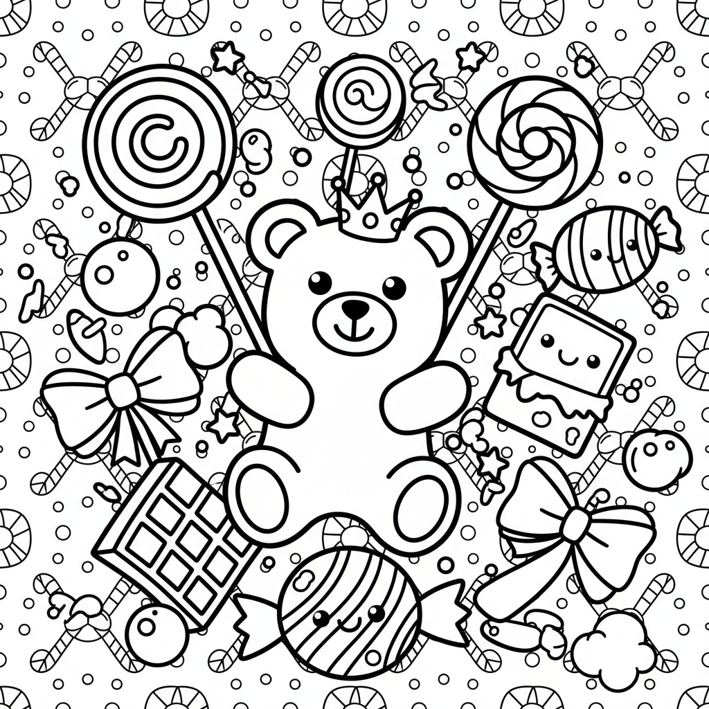 Candy coloring page for intermediates - Standard style