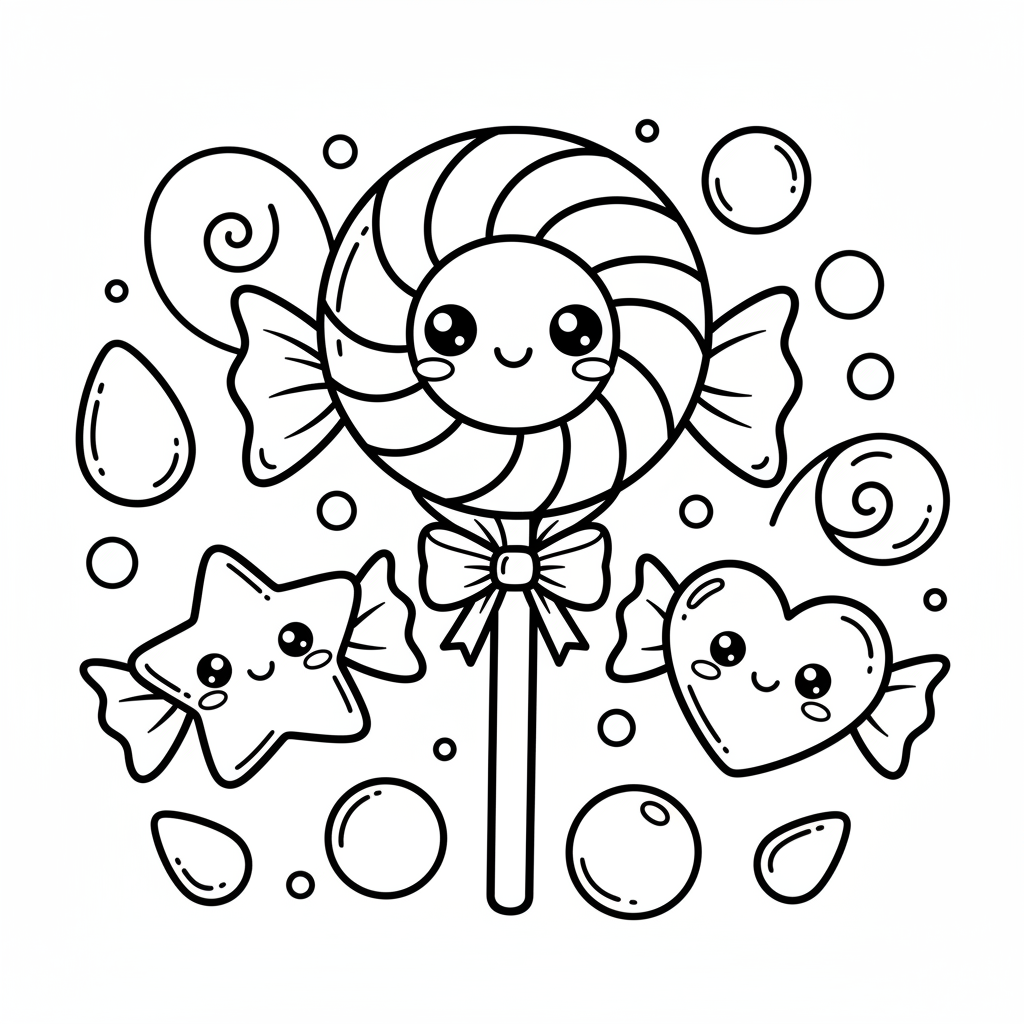 Candy coloring page for kindergarteners - Standard style