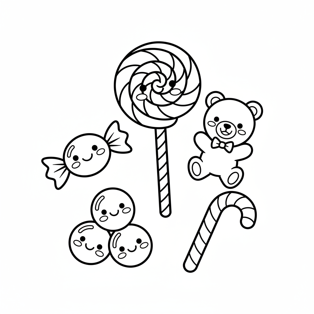 Candy coloring page for preschoolers - Standard style