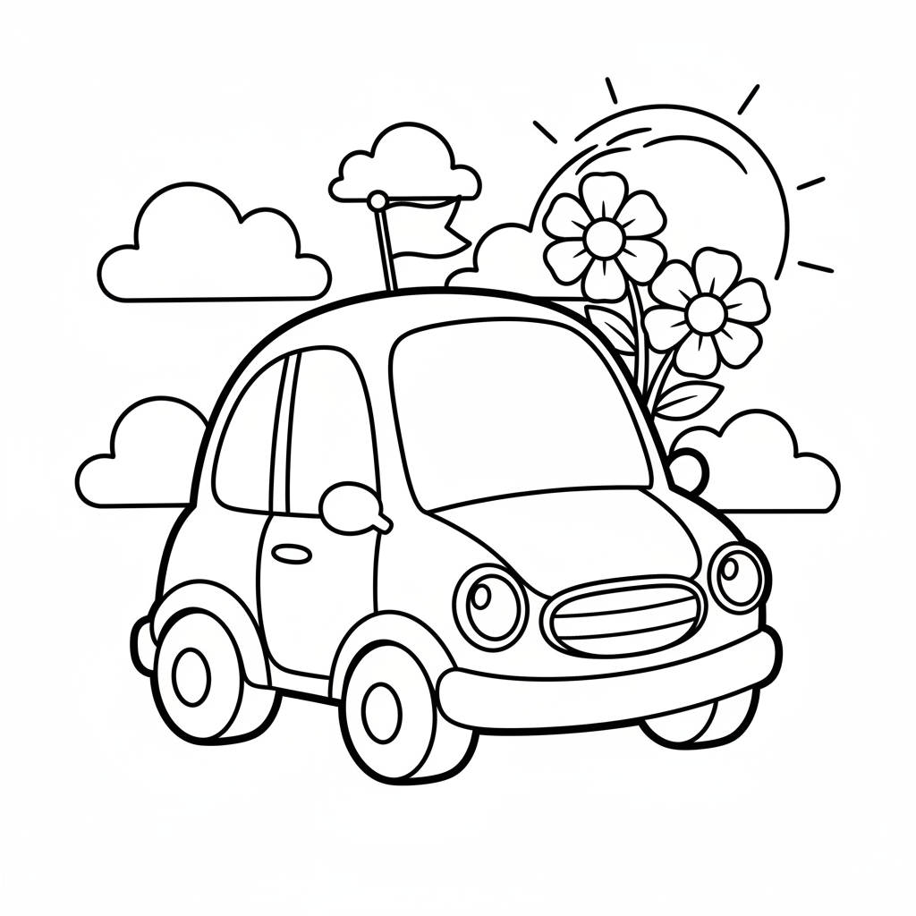 Car coloring page for beginners - Standard style