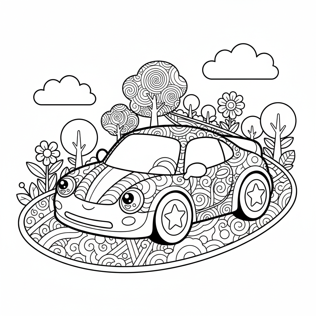 Car coloring page for experts - Standard style